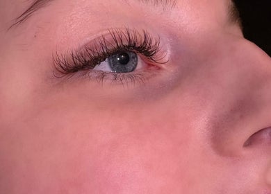 Close-up of elegant lash enhancement at Brow It Up, Stenhousemuir, Scotland, GB.