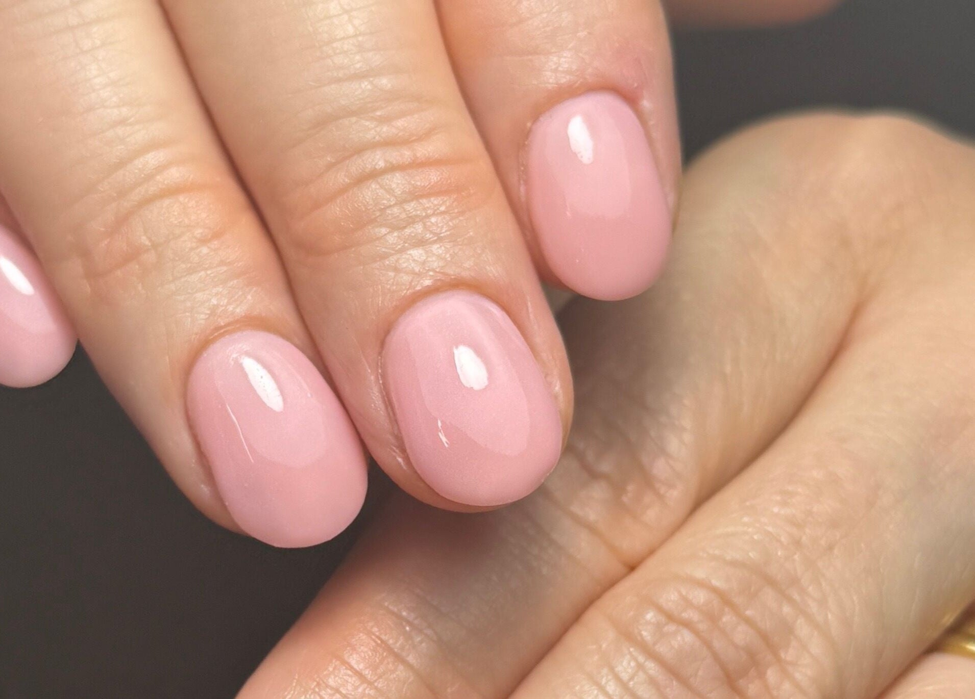 Elegant blush pink nails at Polished by Kate in Constantine, England, GB.