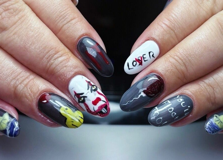 Intricate nail art at Polished by Kate in Constantine, England, GB, featuring creative and artistic designs.