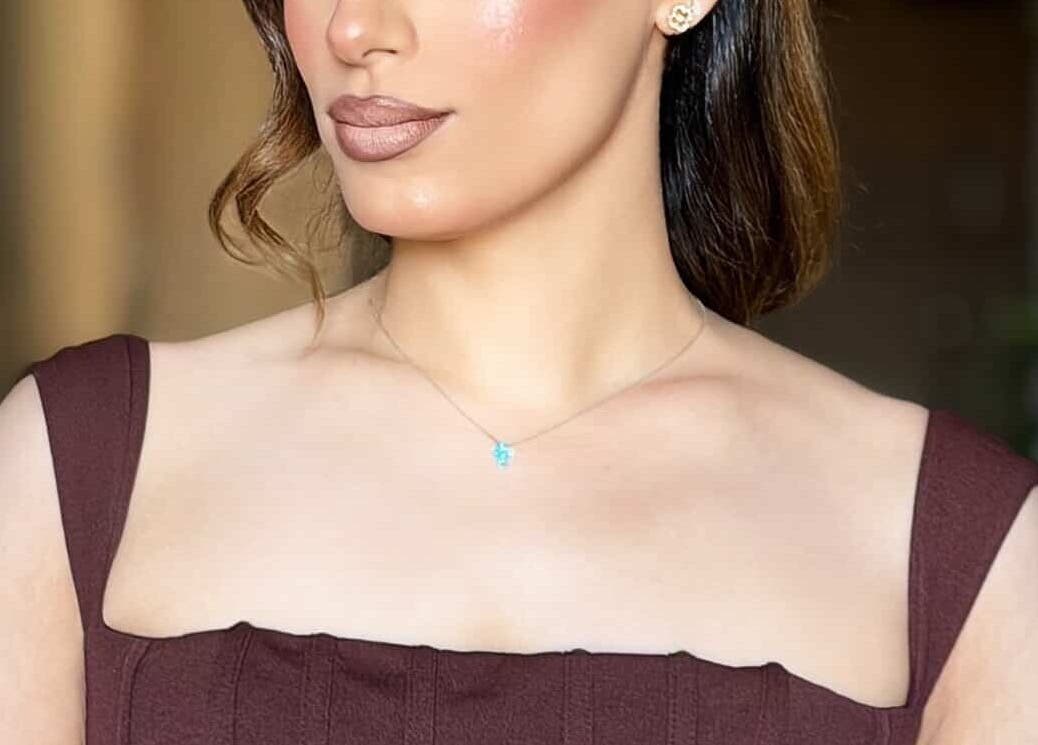 Client showcasing elegant makeup at Cecilia Beauty Salon, Melbourne, Victoria, AU.