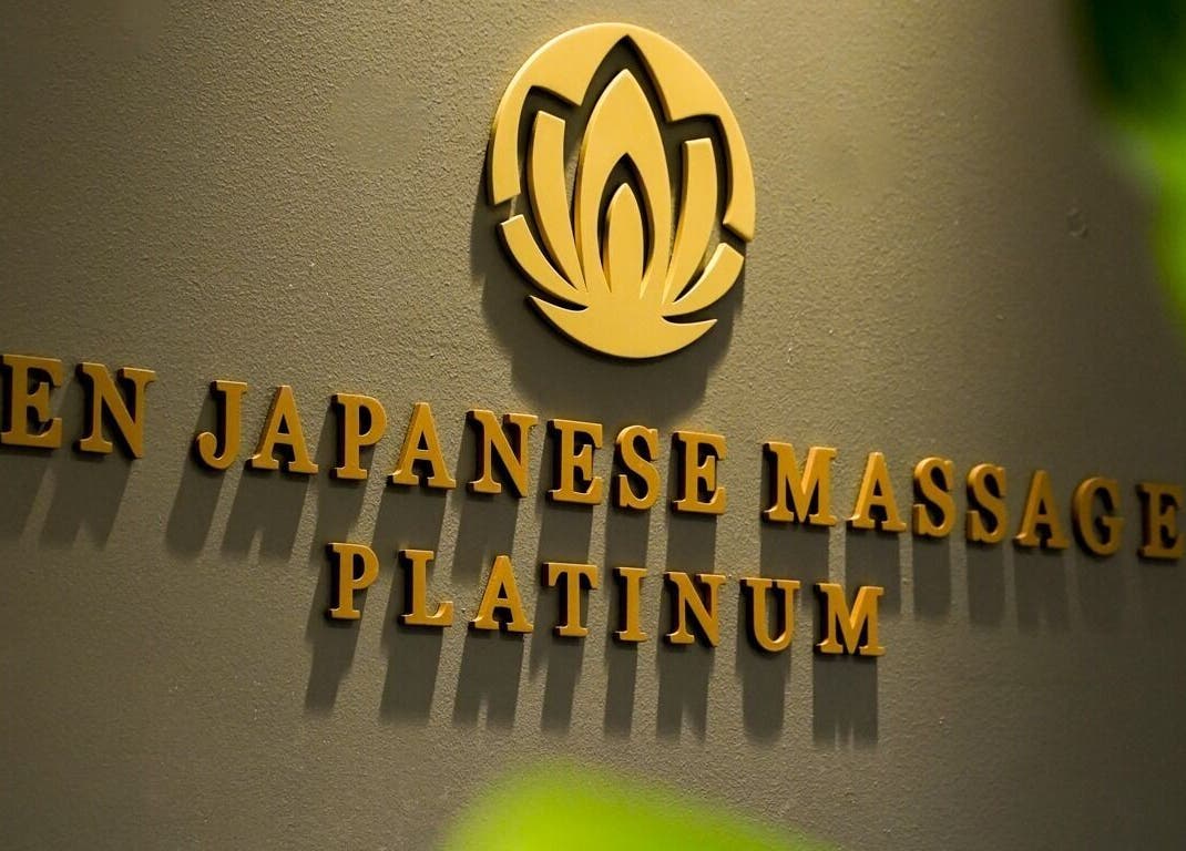 Logo of Zen Japanese Massage Platinum - Auckland CBD on a textured wall in Auckland, Auckland, NZ.