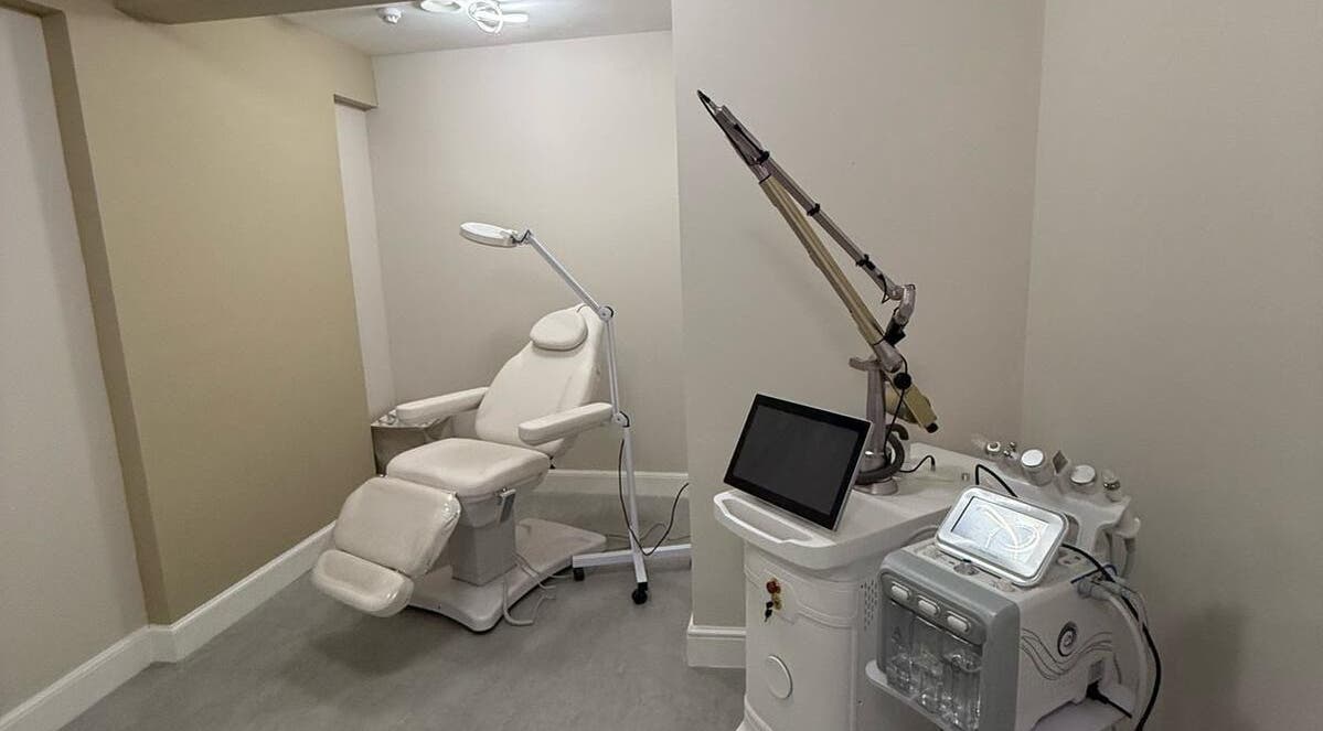Modern beauty treatment room at The Collective in Edinburgh, Scotland, GB, featuring sleek white equipment.