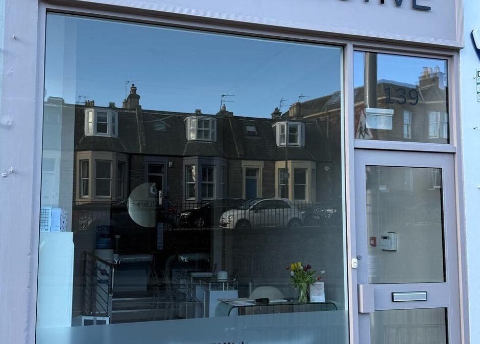 Front view of The Collective at 139 Edinburgh, Scotland, GB, showcasing a sleek modern design with large windows.