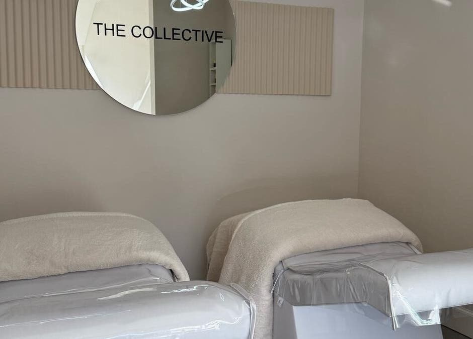 Relaxing massage beds at The Collective, Edinburgh, Scotland, GB, highlighting tranquil spa ambiance.