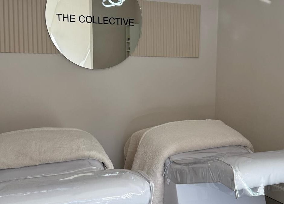 Relaxing massage beds at The Collective, Edinburgh, Scotland, GB, highlighting tranquil spa ambiance.