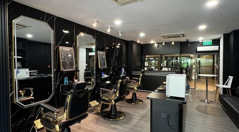 Elegant salon at Platinum Cutz & Style - WEST, Clementi, Singapore, SG, showcasing modern chairs and mirrors.