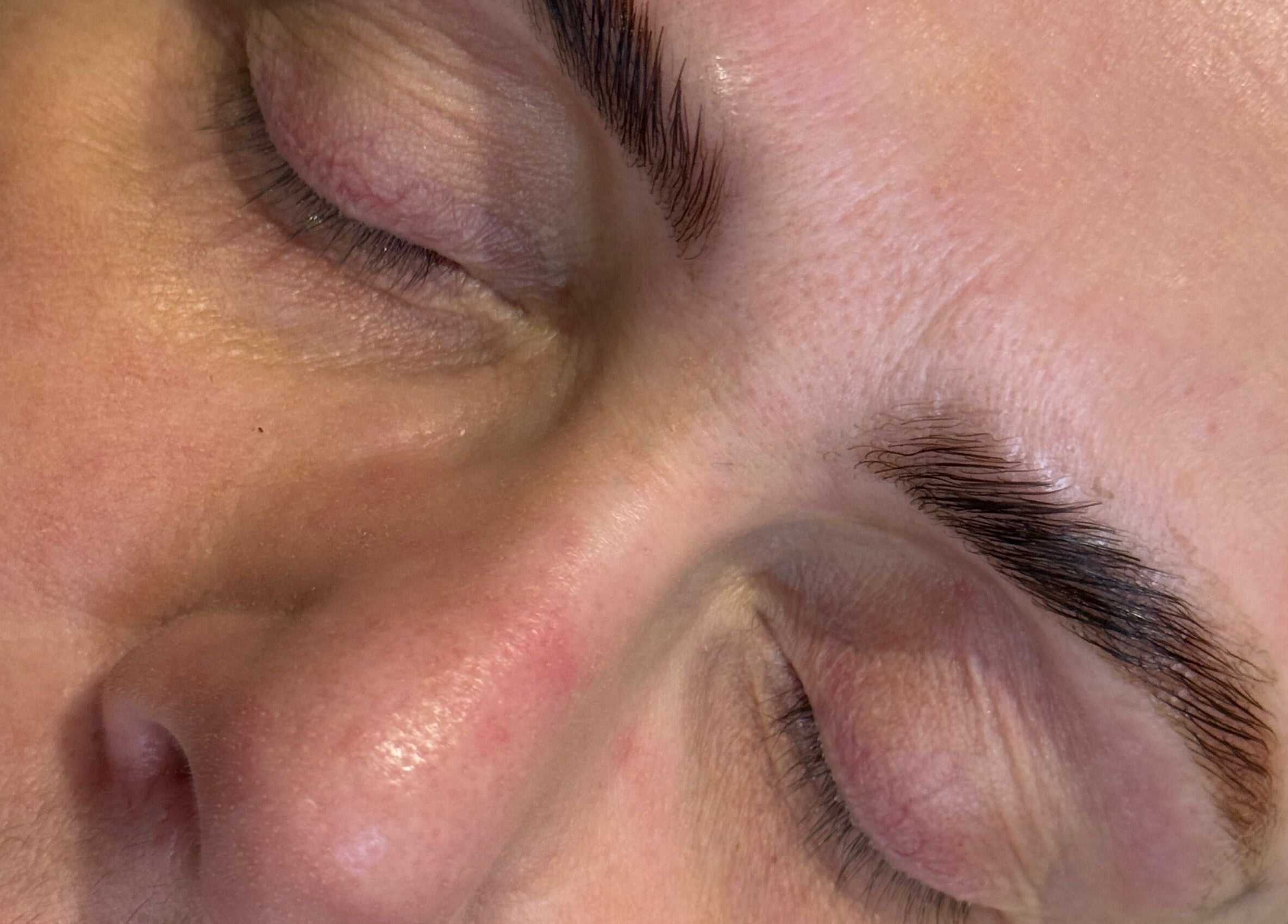 Close-up of perfectly shaped eyebrows at OnFleek Lash & Brows, Condell Park, New South Wales, AU.