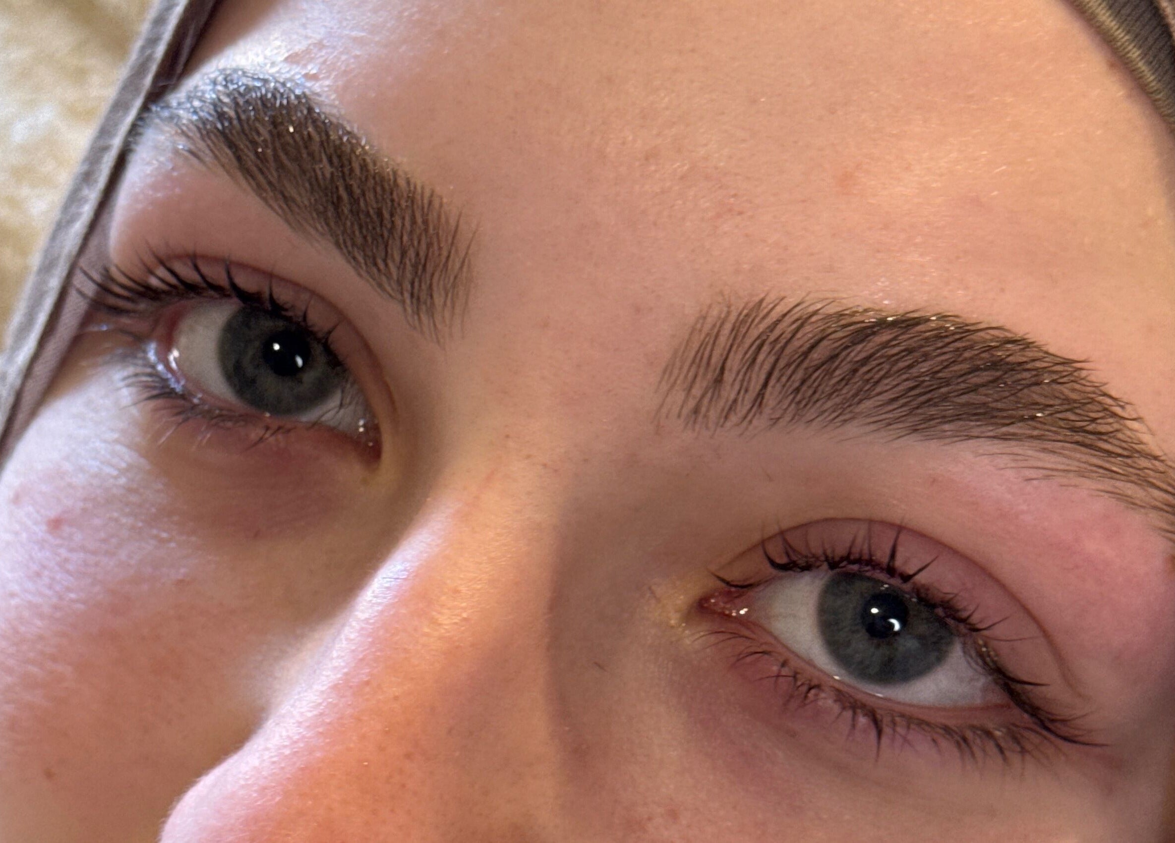 Close-up of perfectly shaped brows at OnFleek Lash & Brows, Condell Park, New South Wales, AU.