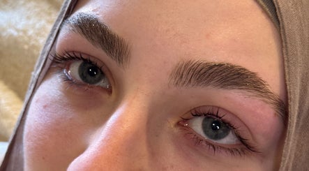 Close-up of perfectly shaped brows at OnFleek Lash & Brows, Condell Park, New South Wales, AU.