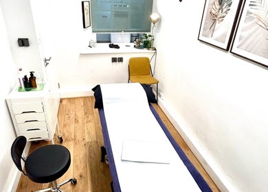 Tranquil massage room at Wellbeing Massage & Pain Relief in Covent Garden, London, England, GB.