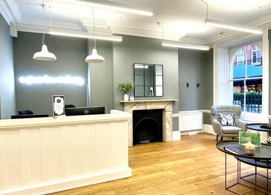 Elegant reception area at Wellbeing Massage & Pain Relief in Covent Garden, London, England, GB.