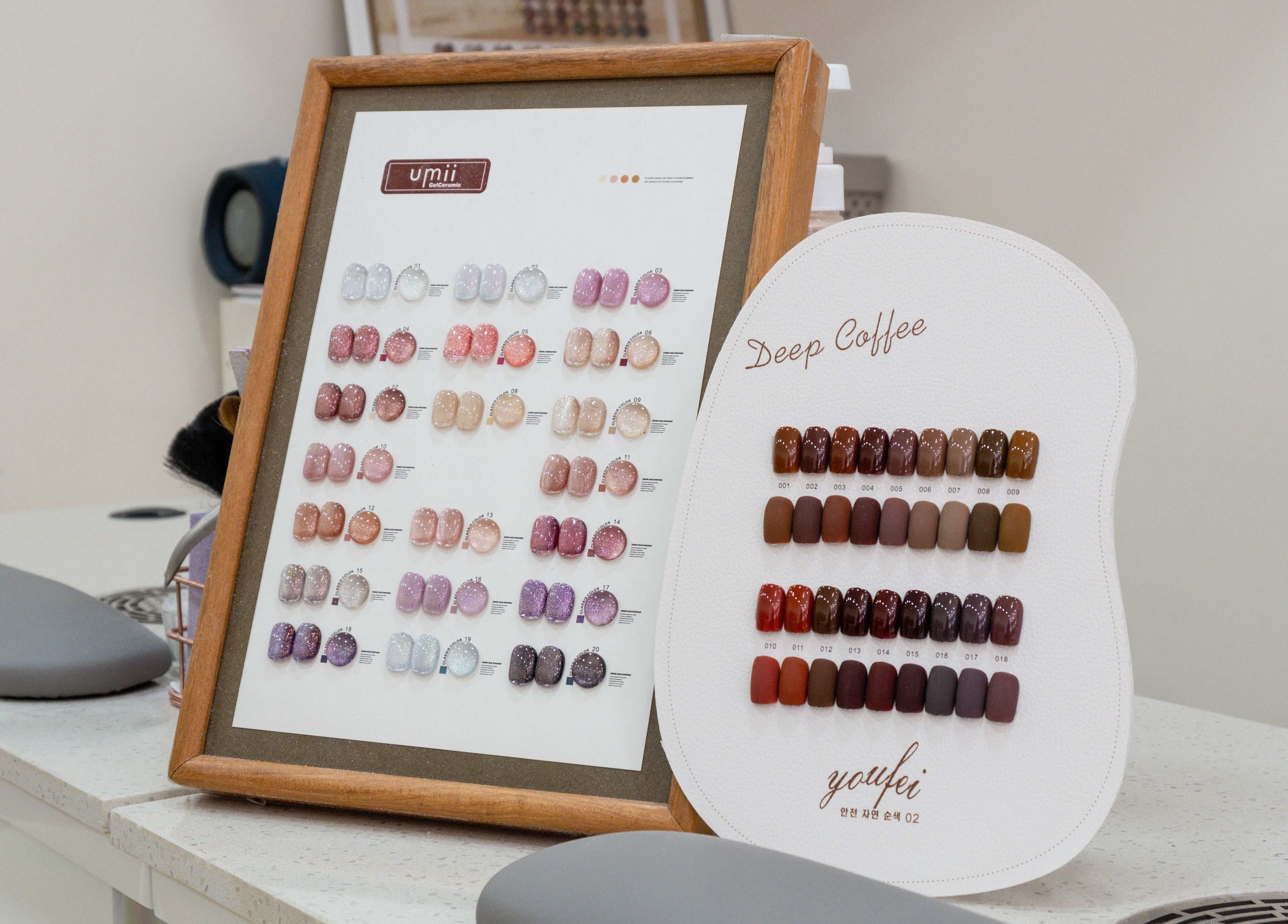 Nail color palette at Planet Nails, showcasing diverse shades in London, England, GB.