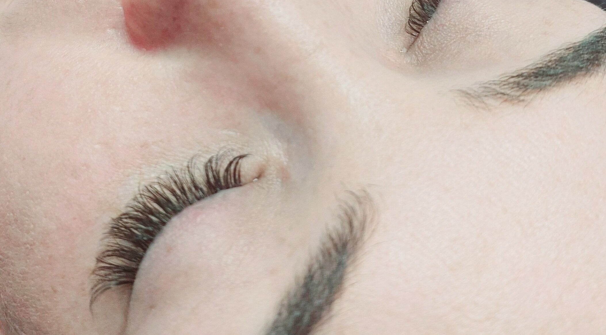 Close-up of eyelash extensions at Casey's Place Of Beauty, Pinetown, KwaZulu-Natal, ZA.