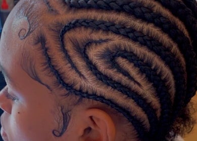 Intricate braids styled at Kay’s Braiding, Portmore, St. Catherine Parish, JM, highlighting expert artistry.