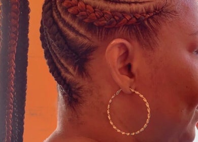Intricate cornrow braids at Kay’s Braiding, Portmore, St. Catherine Parish, JM. Expertly styled for elegance.