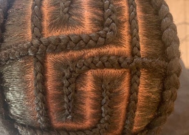 Intricate square braid pattern at Kay’s Braiding, Portmore, St. Catherine Parish, JM.