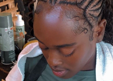 Intricate braiding at Kay’s Braiding, Portmore, St. Catherine Parish, JM, showcasing professional hairstyling.