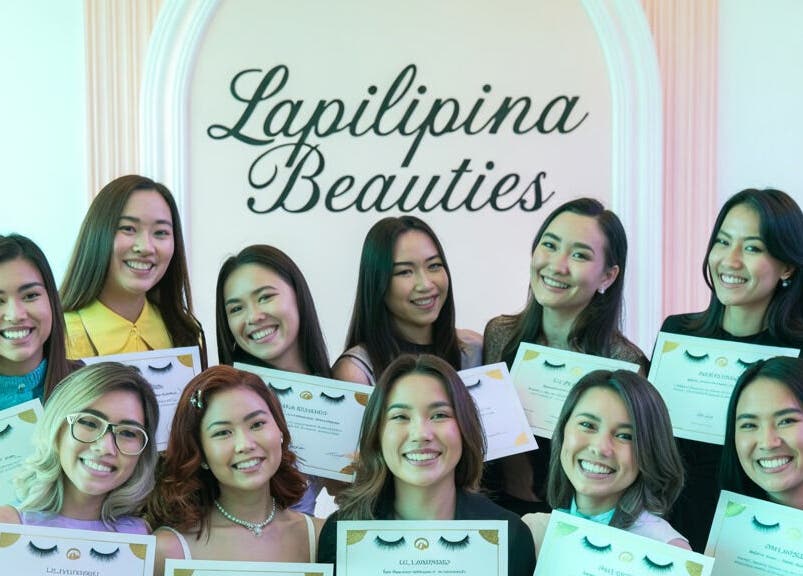 Smiling group at Lapilipina Beauties, Christchurch, Canterbury, NZ, holding certificates proudly.