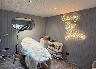 Beauty By Jaden spa room with treatment bed in North Shields, England, GB.