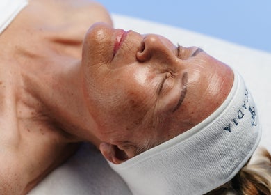 Facial treatment in progress at Skin By Sar, Seymour, Victoria, AU, highlighting relaxation and skincare.