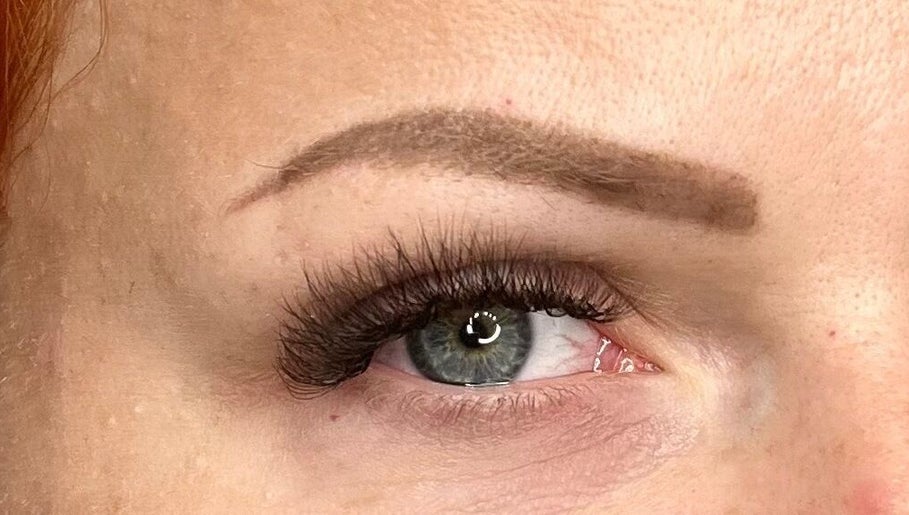 Close-up of elegant eyelash extensions at Butterfly Beauty in Rugby, England, GB.