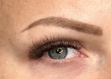Close-up of elegant eyelash extensions at Butterfly Beauty in Rugby, England, GB.