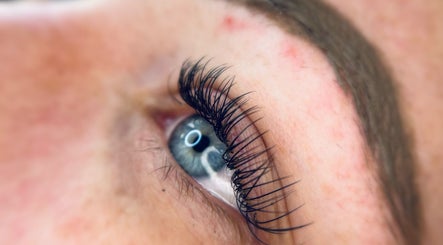 Close-up of eyelash extensions at Butterfly Beauty, Rugby, England, GB.