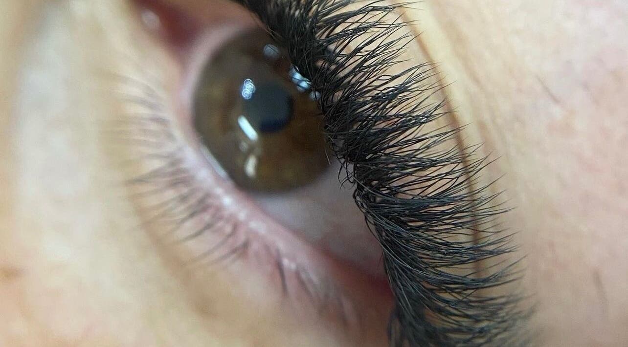 Close-up of eyelash extensions from Only Lashes, Bracknell, England, GB, showcasing expert application and voluminous style.