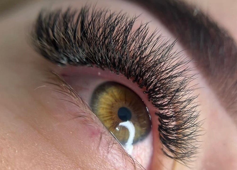 Close-up of expertly applied lashes at Only Lashes, Bracknell, England, GB.