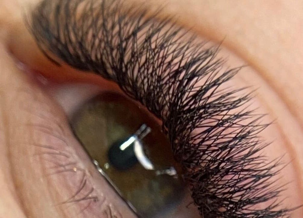 Close-up of thick eyelashes at Only Lashes, Bracknell, England, GB, showcasing stunning lash detail.
