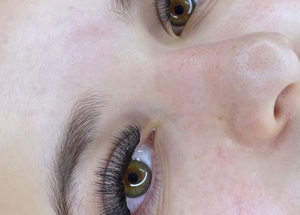 Close-up of eyelash extensions at Only Lashes in Bracknell, England, GB showcasing detailed lash artistry.