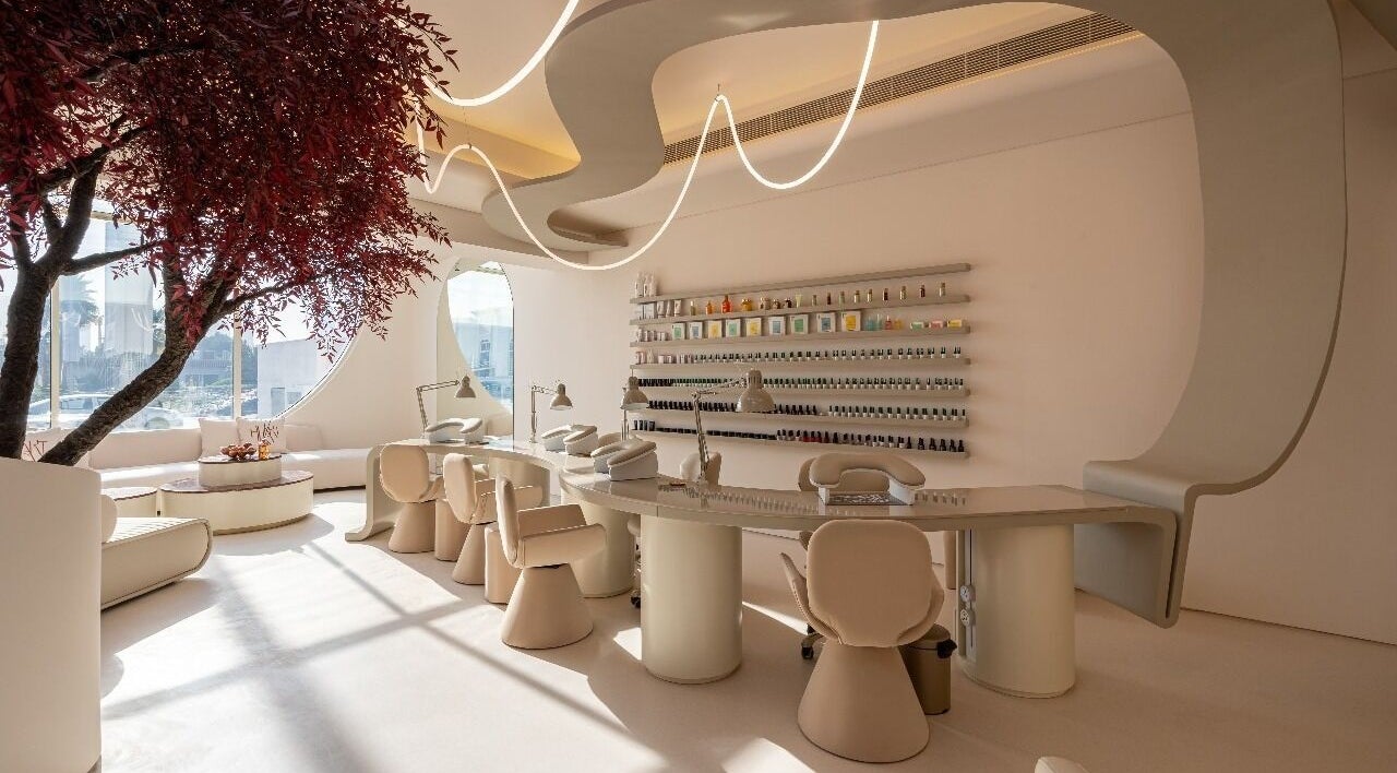Luxurious nail bar at HEARTS | space of beauty in Dubai, Dubai, AE, featuring chic interiors.
