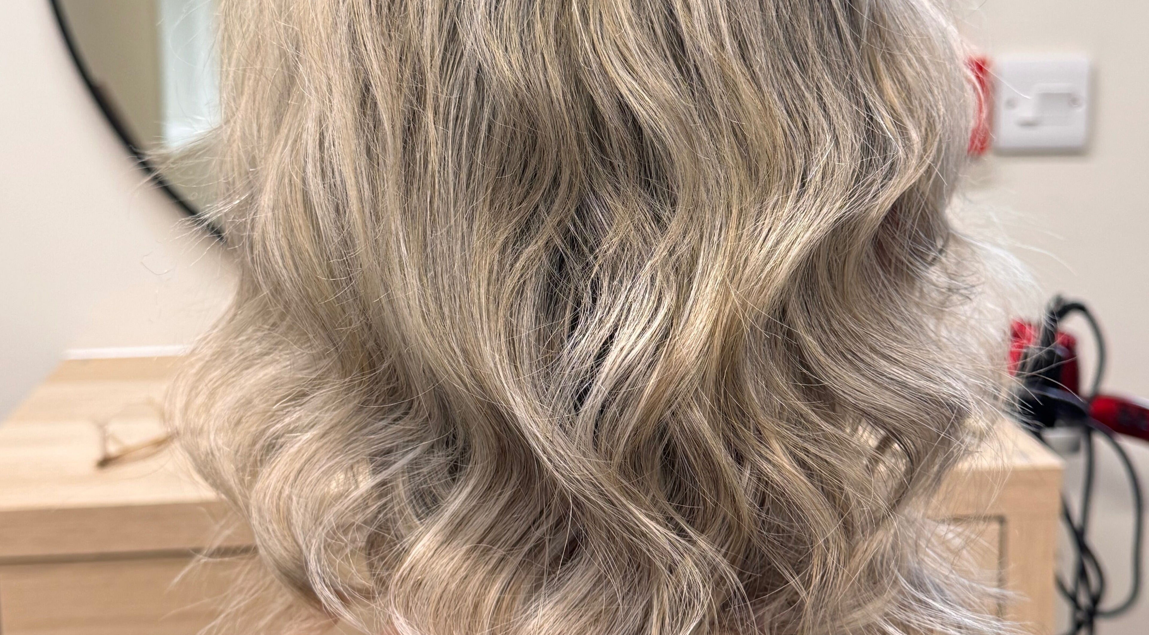 Elegant blonde waves hairstyle at Elegance Studio, Ballygar, County Galway, IE.