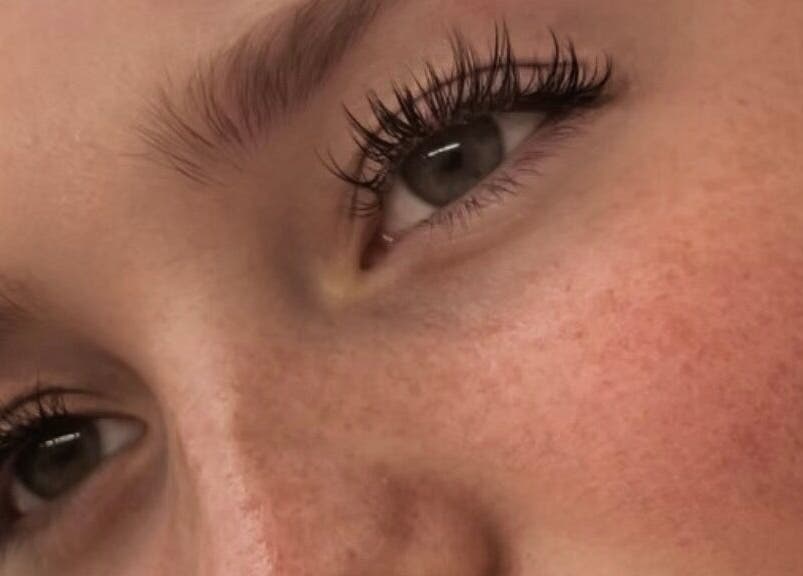 Close-up of styled eyelashes at The Eyelash Salon in Labrador, Queensland, AU showcasing lash perfection.