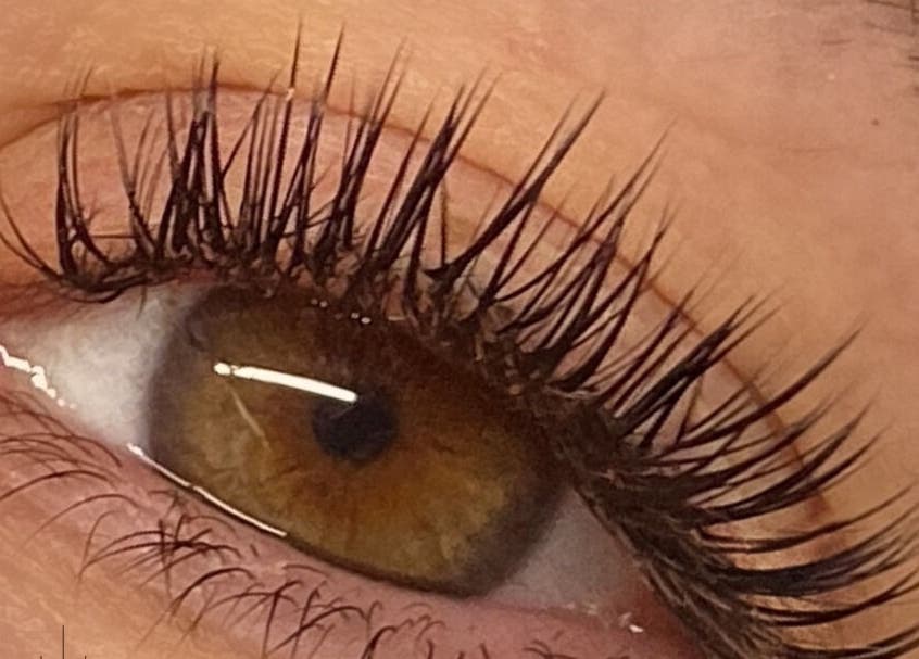 Close-up of enhanced eyelashes at The Eyelash Salon, Labrador, Queensland, AU.