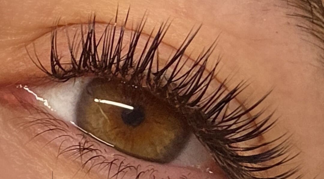 Close-up of enhanced eyelashes at The Eyelash Salon, Labrador, Queensland, AU.