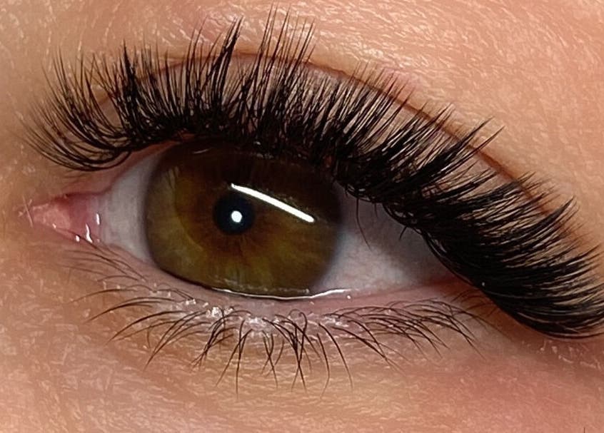 Close-up of elegant eyelash extensions at The Eyelash Salon, Labrador, Queensland, AU.