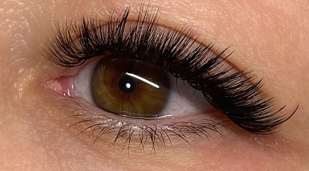 Close-up of elegant eyelash extensions at The Eyelash Salon, Labrador, Queensland, AU.