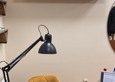 Nail salon desk and lamp at Kriska nails, София, Област София, BG, showcasing cozy workspace.
