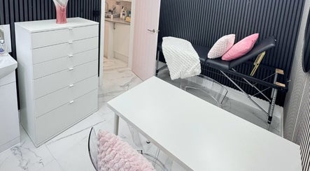 Modern treatment area at Elegant Nails, featuring a sleek design in Cardiff, Wales, GB.
