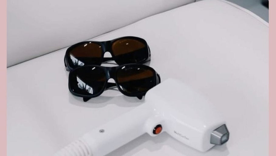 Laser hair removal tool and safety glasses at Za Za beauty, Winchester, England, GB.
