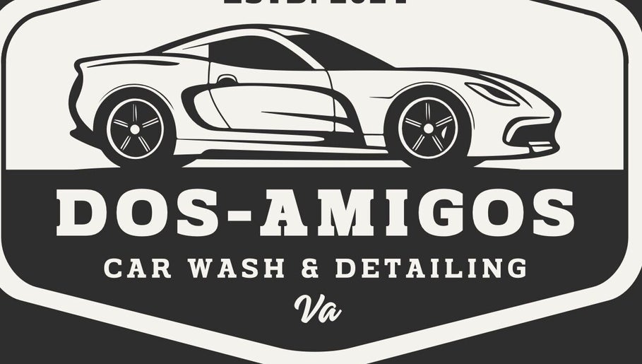 Dos-Amigos Car Detailing logo featuring a sleek car design in Staunton, Virginia, US.