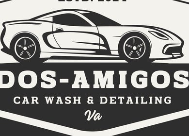 Dos-Amigos Car Detailing logo featuring a sleek car design in Staunton, Virginia, US.