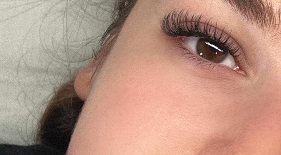 Close-up of elegant eyelash extensions from Beauty by AC, Melbourne, Victoria, AU.