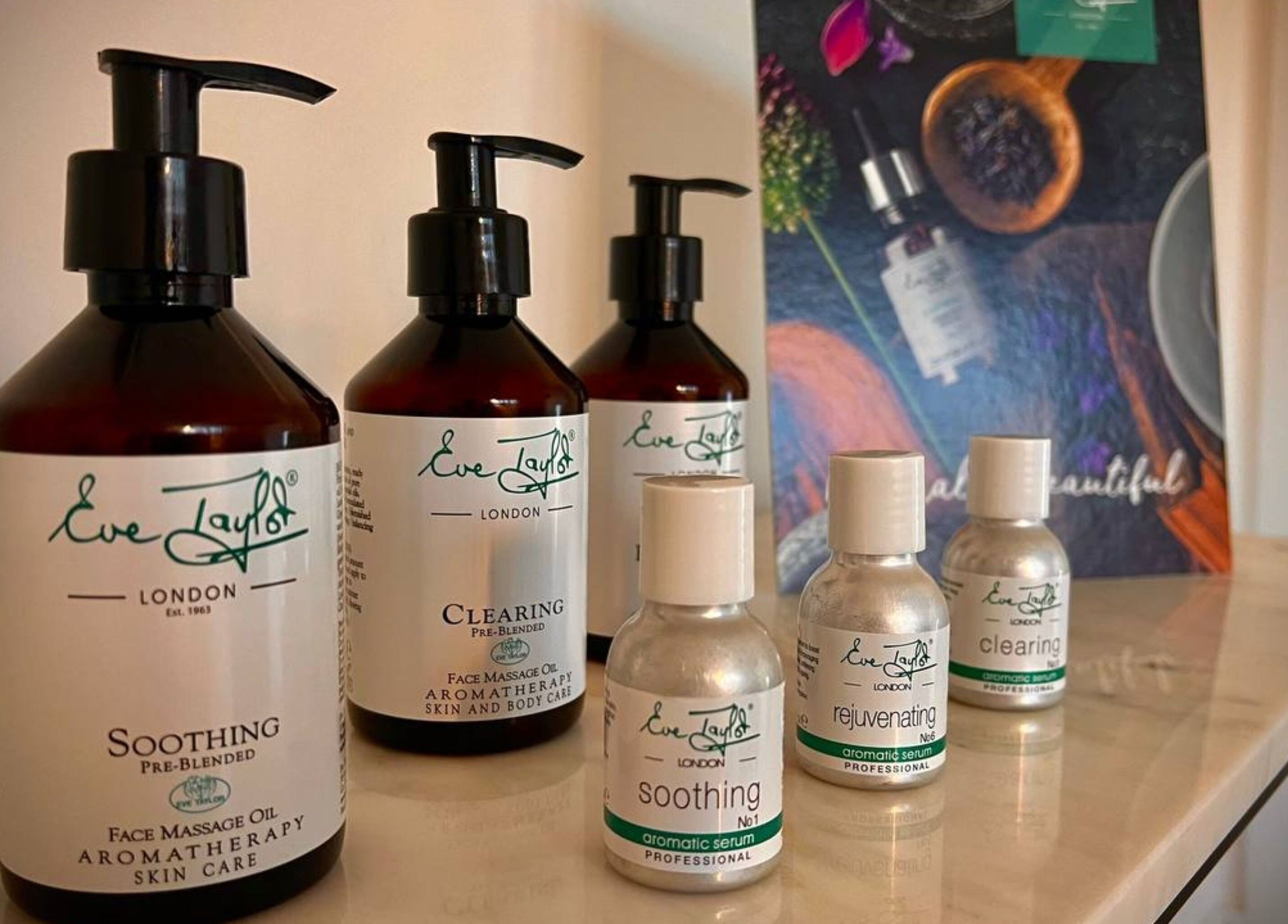 Aromatherapy products at Essential Recovery in Yarm, England, GB, featuring soothing face and body oils.