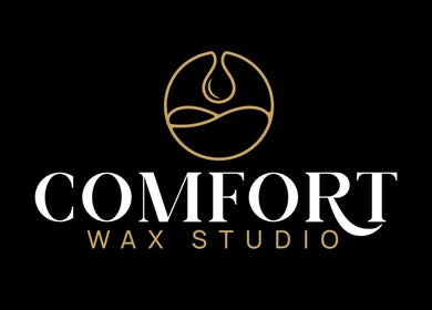Comfort Wax Studio logo in gold on black background, Edmonton, Alberta, CA.