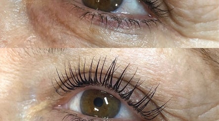 Before and after eyelash enhancement at No10 Hair and Beauty, Duffield, England, GB.