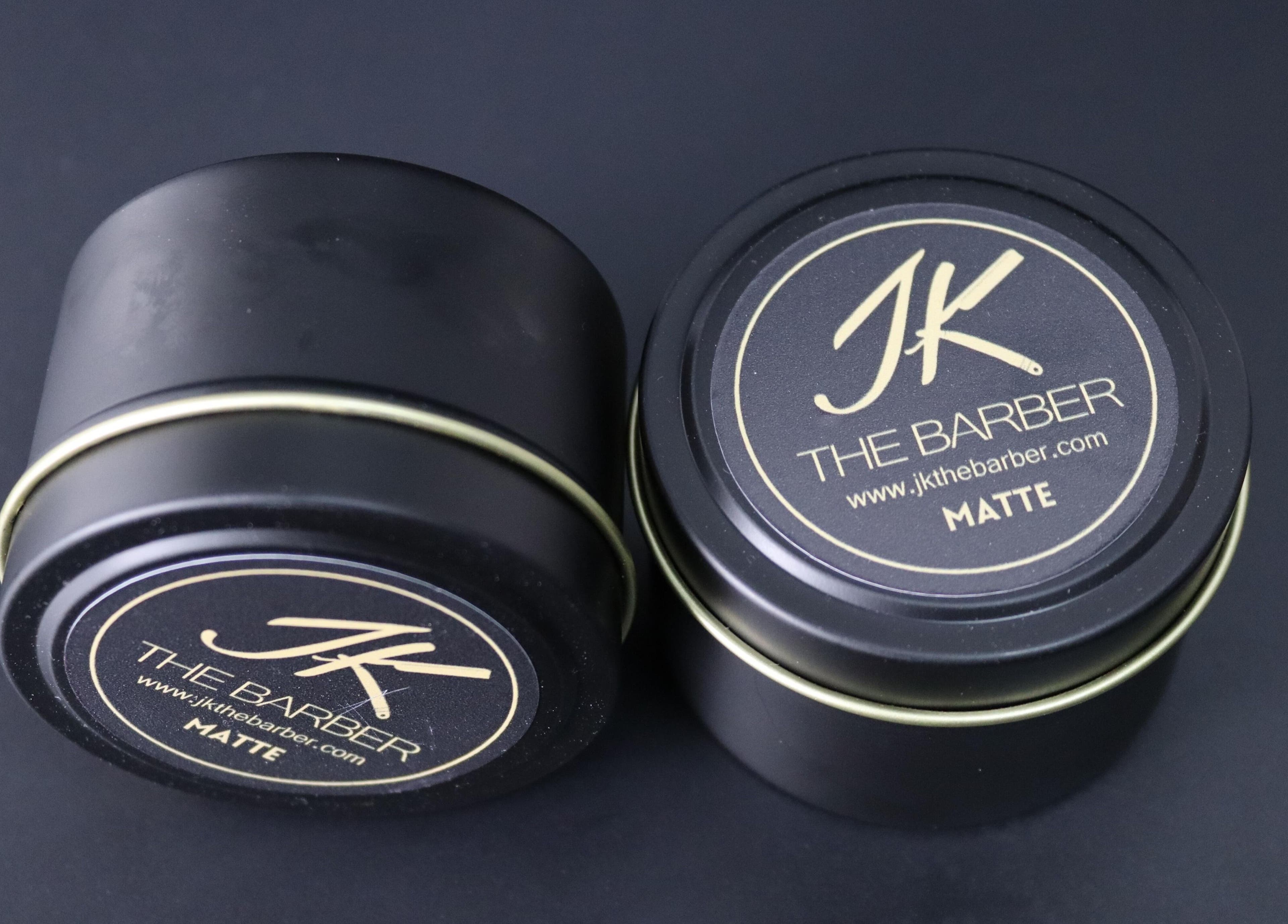 Jk The Barber Studios Limited hair matte tins in Edgware, England, GB.
