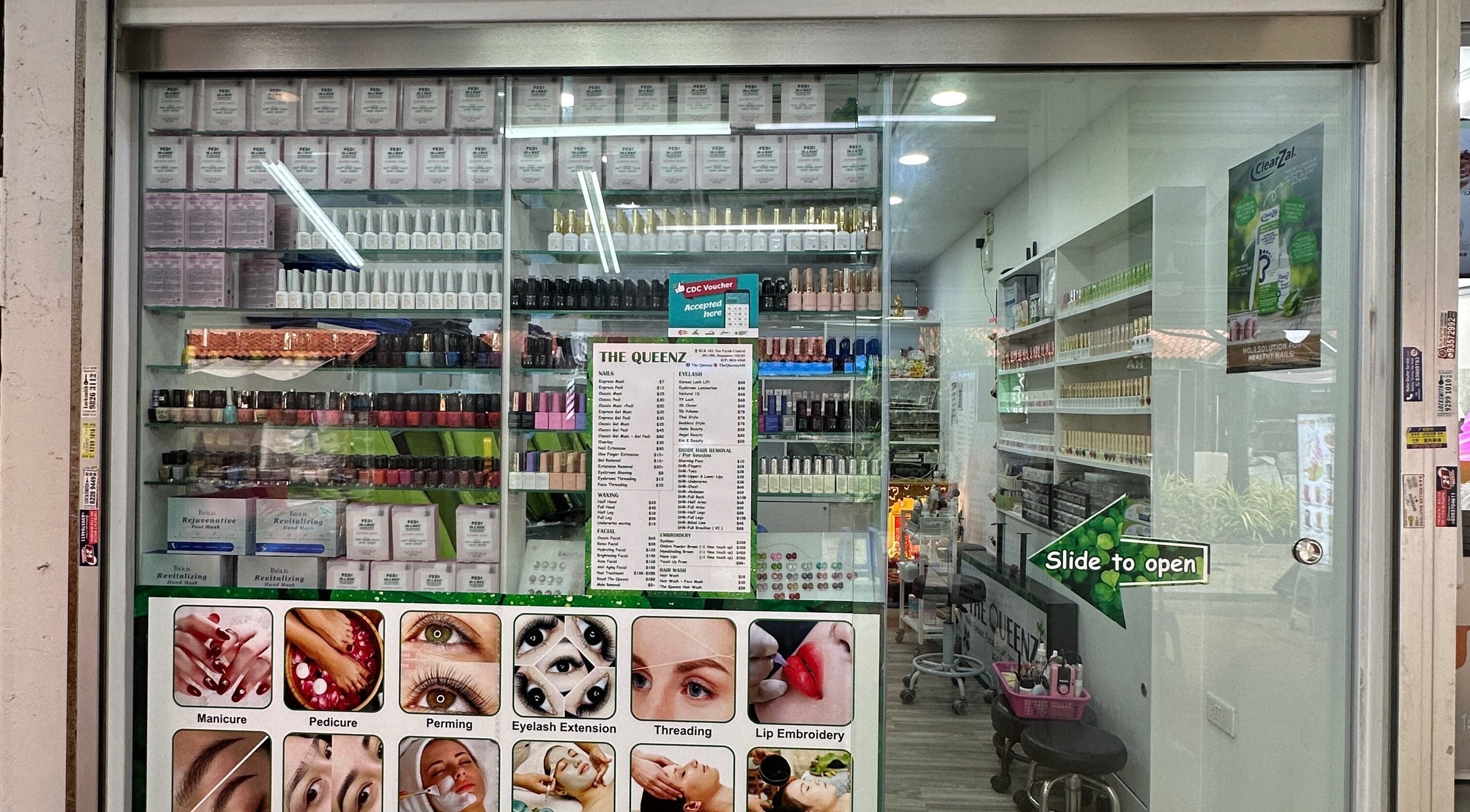 Front view of The Queenz beauty salon showcasing products and services in Singapore, Singapore, SG.