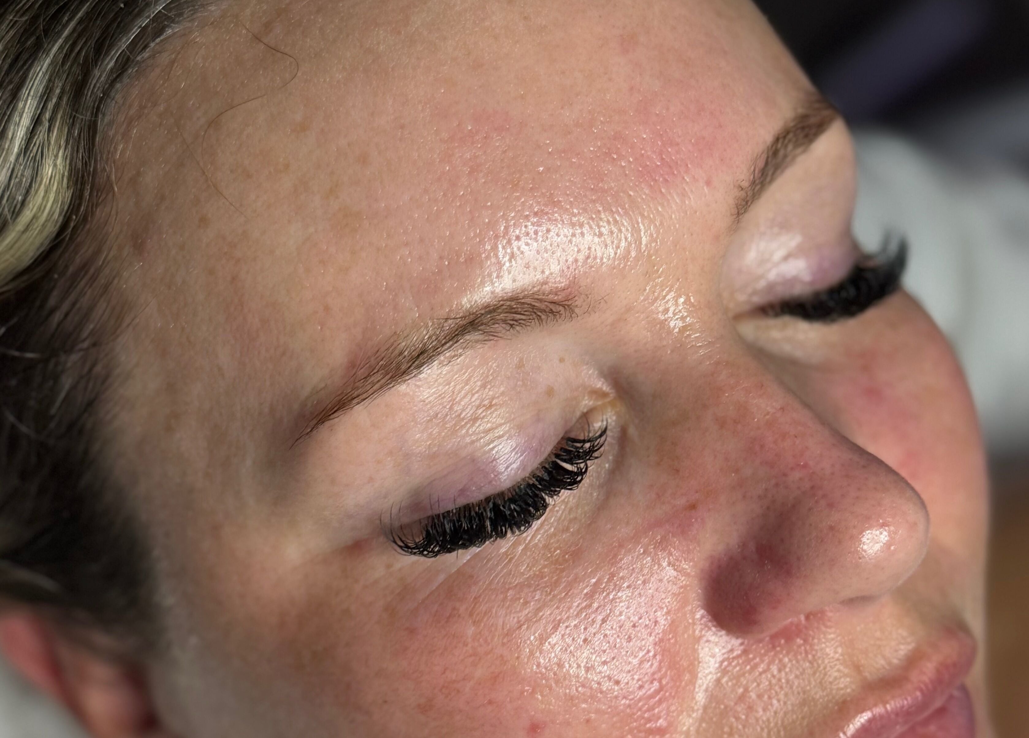 Close-up of eyelash extensions at The Lash Room, Ayr, Scotland, GB. Perfectly styled for a glamorous look.